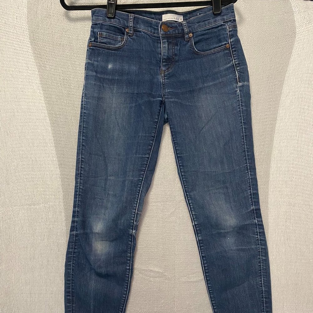 Ann Taylor Loft Jeans Womens 25/0 Low Rise Modern Dark Wash Denim Blue stretch.
